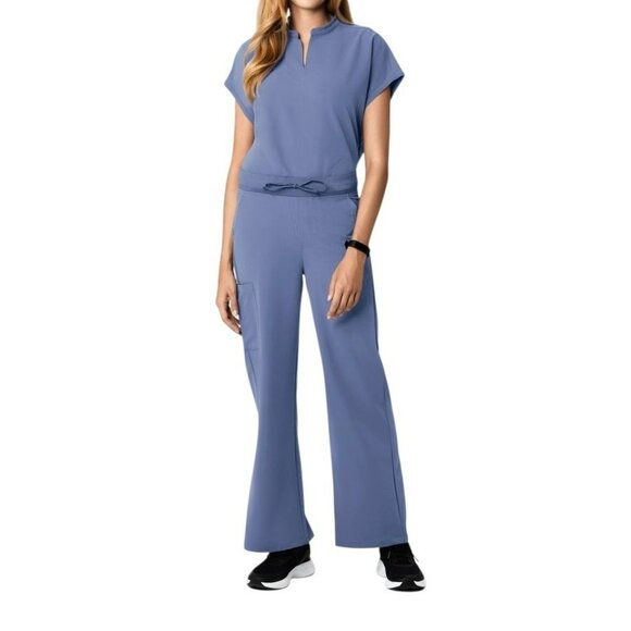 Mandala Periwinkle Dolman Top & Wide-Leg Scrub Set With Tie Waist NWT Large - Picture 1 of 10